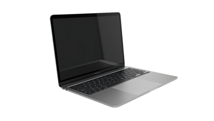 Gray laptop angled view