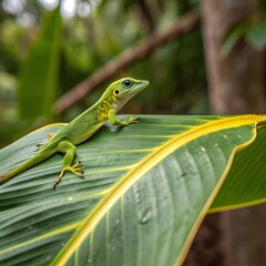 Fototapeta premium Small Green Iguana Closeup