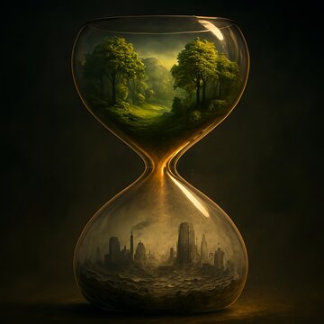 Sustainable Time Hourglass Environmental Concept