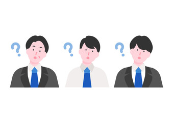 疑問を抱えるビジネスマンのイラストセット