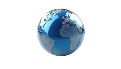 3D globe, icy, reflective