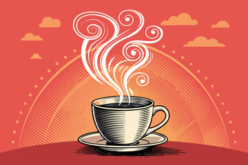 Showcasing Bold With Steaming Coffee Cup Crisp Creative Visual