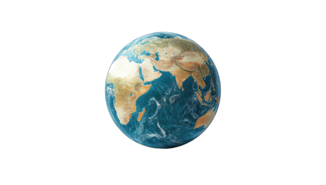 Earth globe, detailed map, digitally rendered