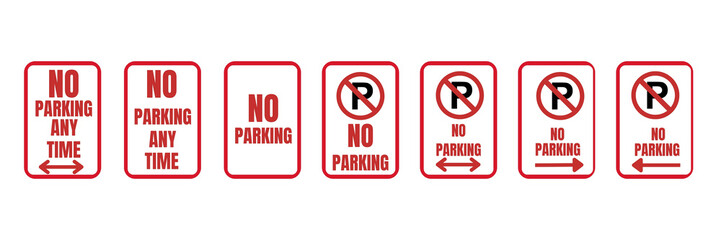 Set of no parking sign, no parking icons 
