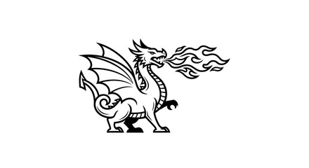 Fototapeta premium firebreathing dragon illustration fierce creature, mythical beast, fantasy art