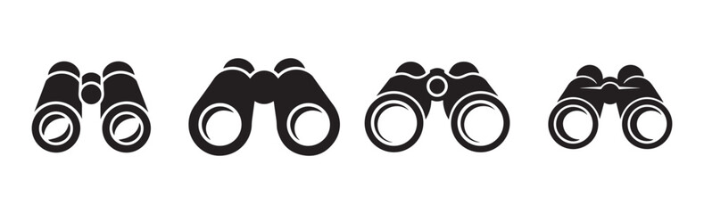 vector illustration of a set of binocular icons