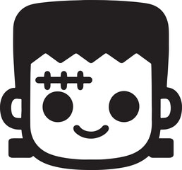 Cute Frankenstein monster head silhouette, playful spooky design perfect for Halloween, party, and decoration.