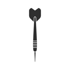 A simple black dart icon with a pointed tip and tail