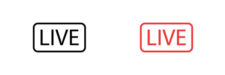 Set of video live icons, live video icon set 