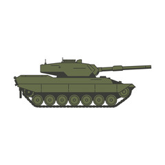 a green military tank with a long gun on a white background