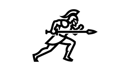 running spartan warrior with spear and sword ancient greece, military, power