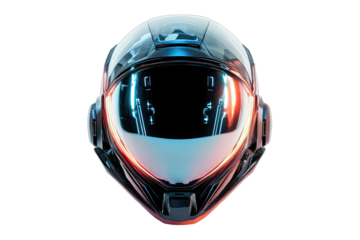 Futuristic helmet, close-up, black and gray