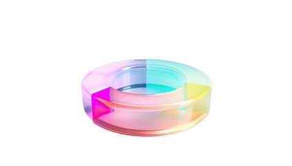 Circular iridescent object with layered sections