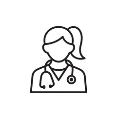 Vector art of female doctor icon with stethoscope