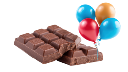 Chocolate Bar with Colorful Balloons, a Sweet Treat for a Joyful Occasion, Perfect for Celebrations