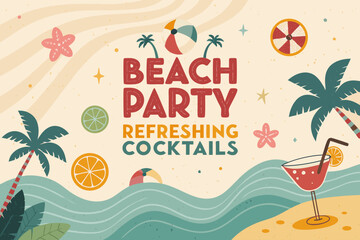Beautiful Retro Beach Party Cocktail With Bold Creative Visual