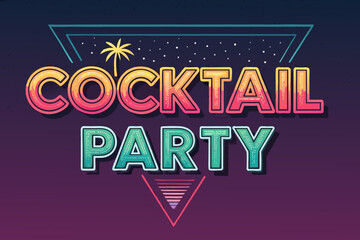 Depicting Retro Cocktail Party With Bold Typography Beautiful High-Quality Stock Image
