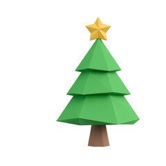 Obraz premium PNG Geometric Christmas tree with star.