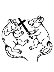 Vintage style illustration of two rats in a dramatic conflict