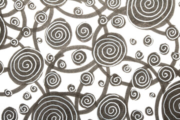 Hand Made Felt Tip Pen Doodle Scribble With Circles Dots and Swirls in Black and White for background