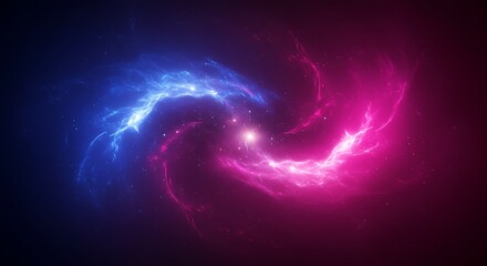 Swirling galaxy nebula with bright blue and pink cosmic energy clouds