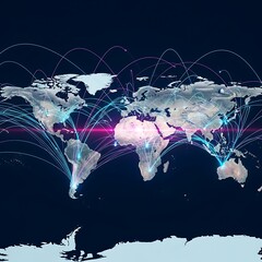 Global network of international trade routes.