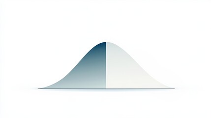 A minimalist graphic representation of a bell curve, showcasing a normal distribution gradient from dark to light against a white background