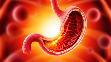 Anatomical Stomach Internal Structure Red Orange Glow anatomy