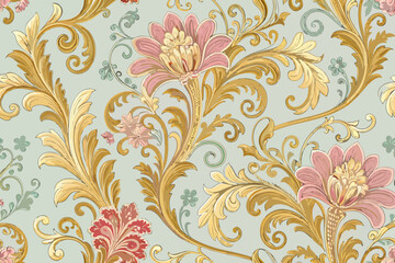 Fototapeta premium Seamless Vintage Wallpaper With Bold Baroq Creative Visual Perfect for Editorial Content