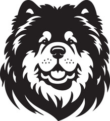 Obraz premium Cute Fluffy Chow Chow Dog Vector Silhouette Illustration – Black and White Pet Art Design 