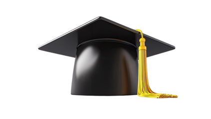 Black graduation cap with gold tassel