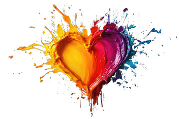 Abstract heart of vibrant splashes