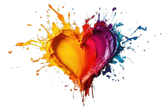 Abstract heart of vibrant splashes
