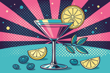 Crisp Vibrant Cosmopolitan Cocktail With Creative Visual