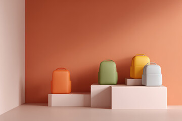 modern factory producing stylish school backpacks equipped with ai assistants for active students