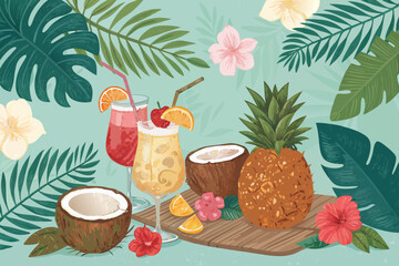 Showcasing Vibrant Tiki Bar Wallpaper With Exotic Drinks And Stunning Professional Photo