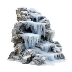 A frozen waterfall miniature, isolated on white background