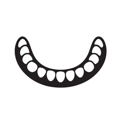 Vector art of stylized illustration of a smiling mouth with a row of teeth