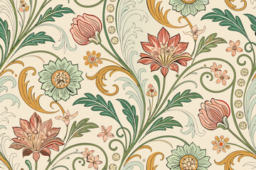 Vintage Seamless With Bold Nouveau Flo Premium Digital Asset Suitable for Design