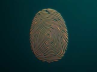 Digital Fingerprint on Teal Background: A singular fingerprint takes center stage against a captivating teal backdrop, symbolizing identity, security, and access.