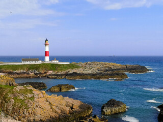 Der Leuchtturm von Buchan Ness bei Peterhead in Schottland	
