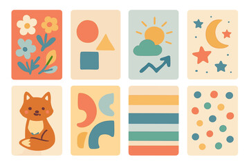 Playful Journal Cover Design. Flat vector mini-illustrations journal cover designs in colors children's illustrations: floral