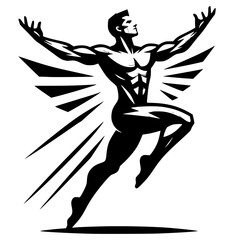 Body Builder in a Dynamic Pose