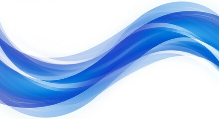 Fototapeta premium Dynamic Abstract Art: Flowing Azure Ribbons on Clean White Canvas Backdrop