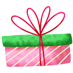 Christmas gift box watercolor illustration