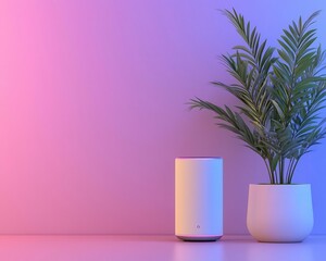 Modern smart home with voiceactivated assistants controlling appliances, lights, and security, futuristic living experience