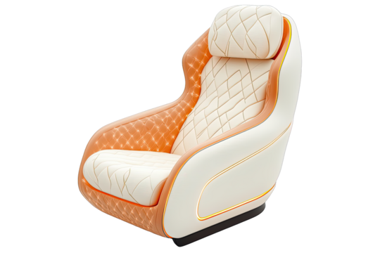 Luxury passenger seat, cream & orange