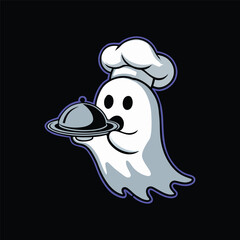 Ghost Chef T-shirt design, Halloween T-shirt design. 