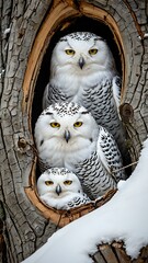 owl on a branch in winter