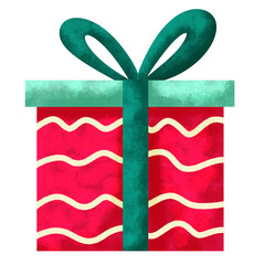 Christmas gift box watercolor illustration